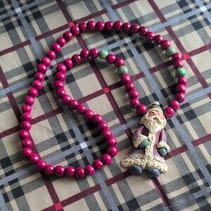Glick Vintage Santa Beaded Necklace